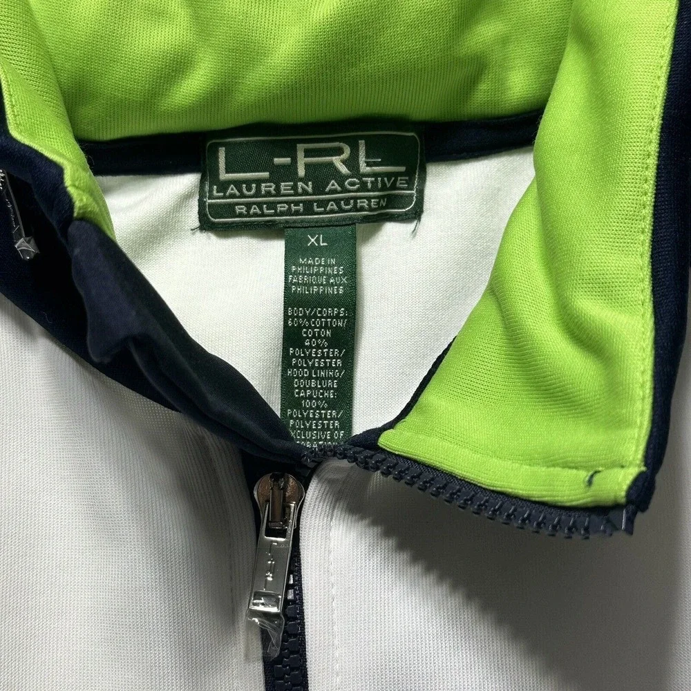 L-RL ACTIVE‎ RALPH LAUREN JACKET FULL ZIP EMBROIDERED LOGO XL Hidden Hood